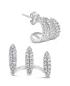 Sterling Forever Nicolette Cubic Zirconia Cuff Stud Earrings In Silver
