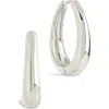 Sterling Forever Nikki Teardrop Hoop Earrings In Silver