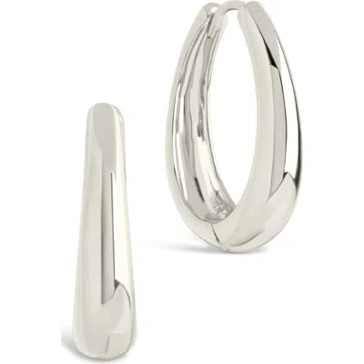 Sterling Forever Nikki Teardrop Hoop Earrings In Silver