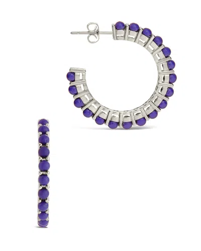 Sterling Forever Crystal Beaded Hoop Earrings In Silver