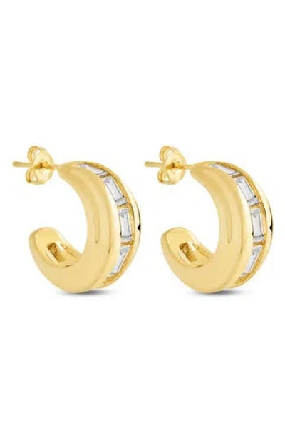 Sterling Forever Nola Cubic Zirconia Huggie Hoop Earrings In Gold