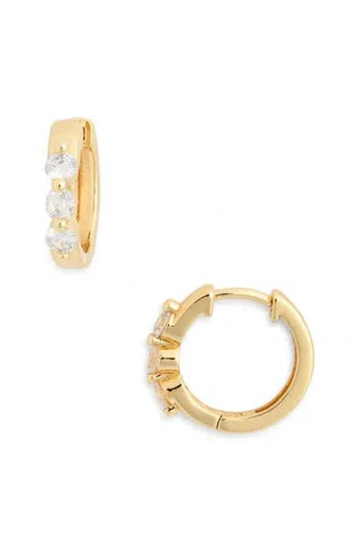 Sterling Forever Normani Cubic Zirconia Polished Huggie Hoop Earrings In Gold