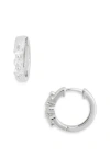 Sterling Forever Normani Cubic Zirconia Polished Huggie Hoop Earrings In Silver
