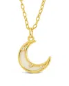 Sterling Forever Nuria Moonstone & Cz Moon Pendant Necklace In Gold