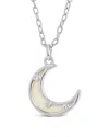 Sterling Forever Nuria Moonstone & Cz Moon Pendant Necklace In Silver