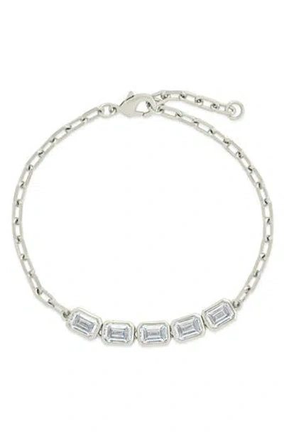 Sterling Forever Nyssa Bezel Cubic Zirconia Station Bracelet In Silver