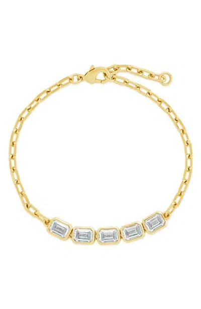 Sterling Forever Nyssa Bezel Cubic Zirconia Station Bracelet
