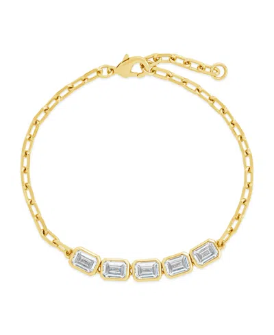 STERLING FOREVER NYSSA BEZEL CUBIC ZIRCONIA STATION BRACELET