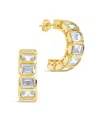 Sterling Forever Nyssa Bezel Cubic Zirconia Station Hoop Earrings In Gold