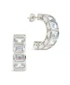 Sterling Forever Nyssa Bezel Cubic Zirconia Station Hoop Earrings In Silver