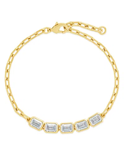 Sterling Forever Nyssa Bezel Cz Station Bracelet In Gold