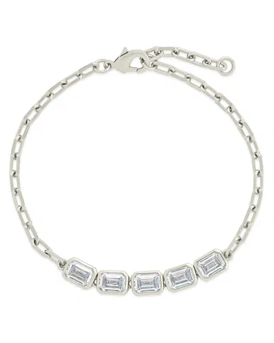 STERLING FOREVER NYSSA BEZEL CZ STATION BRACELET