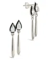 Sterling Forever Nyx Cz & Enamel Dangle Earrings In Silver