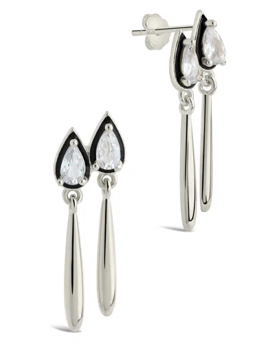 Sterling Forever Nyx Cz & Enamel Dangle Earrings In Silver