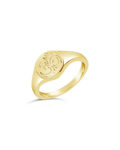 Sterling Forever Om Engraved Signet Ring In Gold