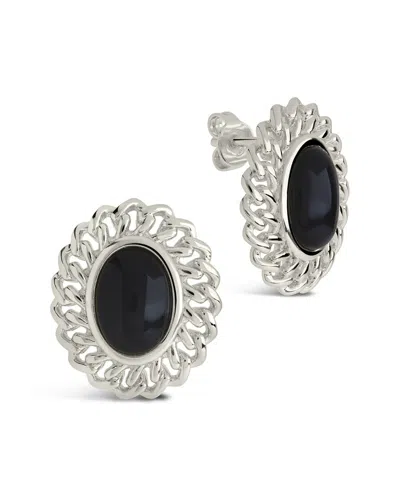 STERLING FOREVER STERLING FOREVER ONYX AINSLEY STUDS