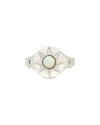 Sterling Forever Opal Cz Sunni Opal & Signet Ring