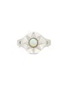 Sterling Forever Opal Cz Sunni Opal & Signet Ring In Metallic