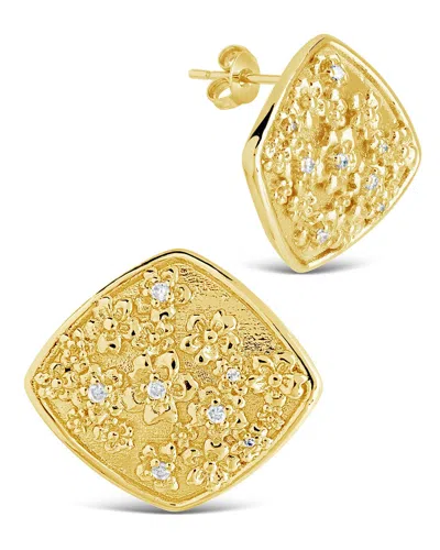 Sterling Forever Ophelia Cz Floral Stud Earrings In Gold