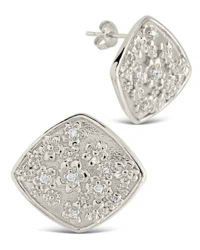 Sterling Forever Ophelia Cz Floral Stud Earrings In Silver