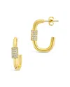 Sterling Forever 14k Plated Cz Carabiner Hoops In Gold