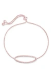 Sterling Forever Oval Cubic Zirconia Slider Bracelet In Metallic