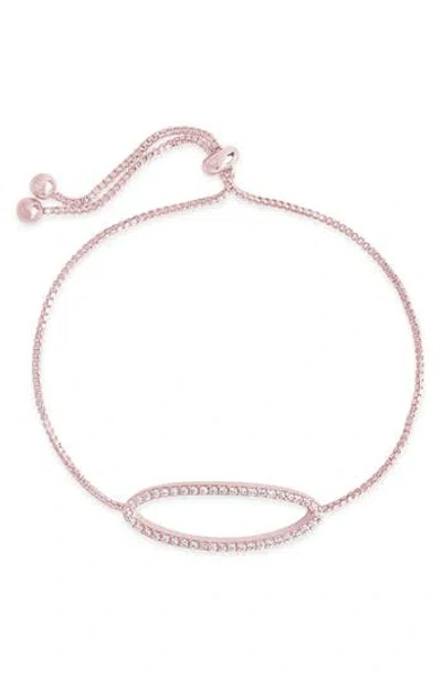 Sterling Forever Oval Cubic Zirconia Slider Bracelet In Metallic
