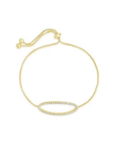 Sterling Forever Oval Cz Slider Bracelet In Gold