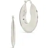 Sterling Forever Paige Flat Tube Hoop Earrings In Silver