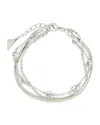 Sterling Forever Paisley Cz & Layered Chain Bracelet In Silver