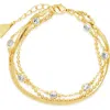 Sterling Forever Paisley Cz Layered Chain Bracelet In Gold