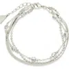 Sterling Forever Paisley Cz Layered Chain Bracelet In Silver