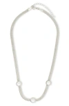 Sterling Forever Plated Cz Pamela Stationed Herringbone Necklace
