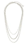 Sterling Forever Parisa Layered Chain Necklace In Metallic