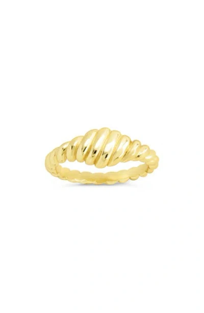 Sterling Forever 14k Over Silver Paula Ribbed Ring In Gold