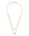 Sterling Forever Pave Butterfly Layered Pendant Necklace, 16-18 In Gold