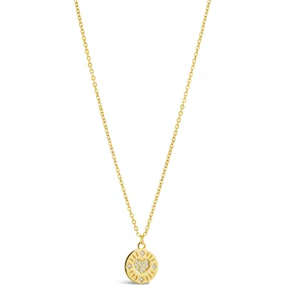 Sterling Forever Pavé Cubic Zirconia Heart Charm Necklace In Gold