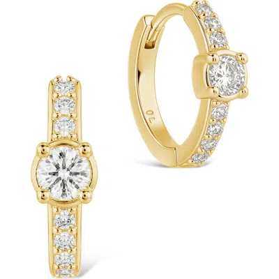 Sterling Forever Pavé Cubic Zirconia Hoop Earrings In Gold