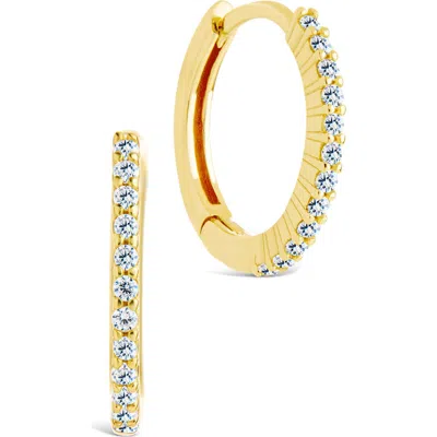 Sterling Forever Pavé Cubic Zirconia Micro Huggie Hoop Earrings In Gray
