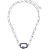 Sterling Forever Pavé Cz Carabiner Lock Pendant Necklace In Metallic