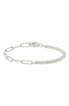Sterling Forever Pave Cz Paperclip Chain Bracelet In Silver