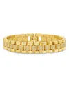 Sterling Forever Pave Watch Band Chain Bracelet In 14k Gold Plated In Gold