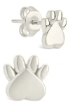 Sterling Forever Paw Print Stud Earrings In Silver