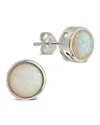 Sterling Forever Paxe Created Opal Stud Earrings In Silver