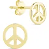 Sterling Forever Peace Sign Stud Earrings In Gold