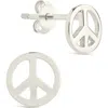 Sterling Forever Peace Sign Stud Earrings In White