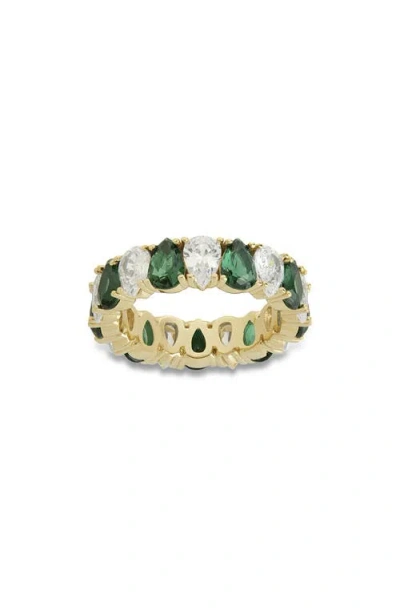 Sterling Forever Pear Cubic Zirconia Eternity Ring In Gold