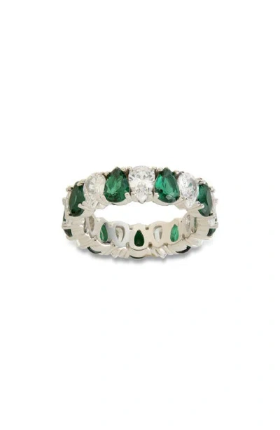 Sterling Forever Pear Cubic Zirconia Eternity Ring In Metallic