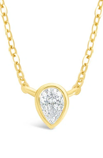 Sterling Forever Pear Cut Cubic Zirconia Pendant Necklace In Neutral