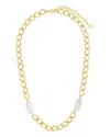 Sterling Forever Pearl Chain Necklace In Gold